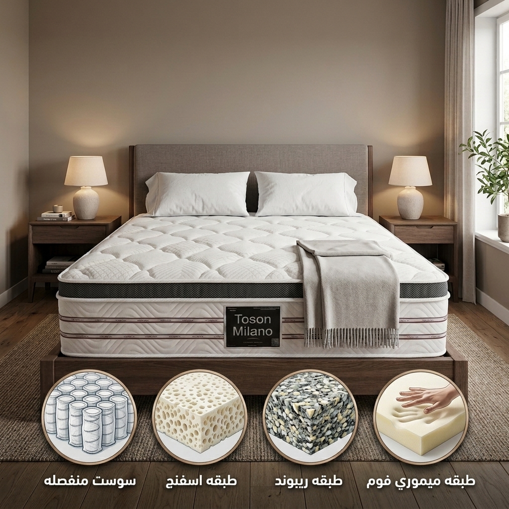 Toson Milano 28 cm – Pocket Spring Memory Foam Mattress - Image 5