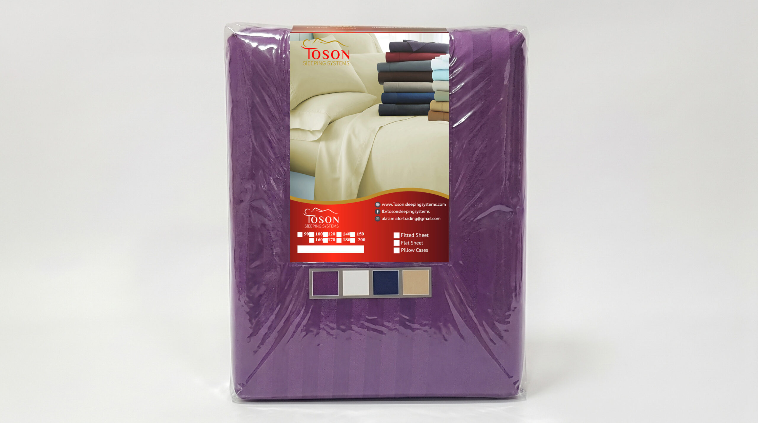 Toson Striped Percale Bed Sheet – Purple – Code SPLC08