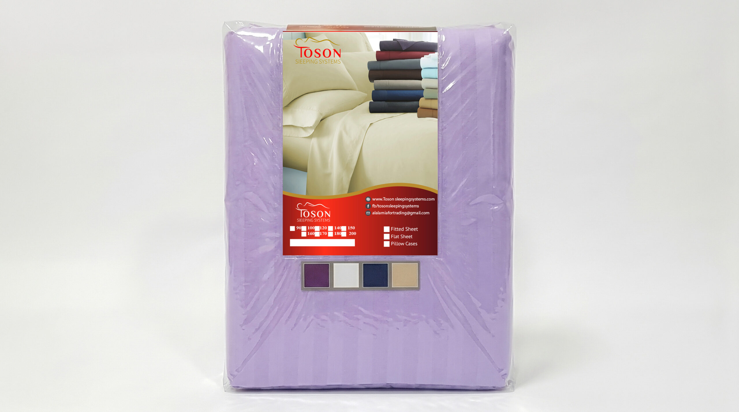 Toson Striped Percale Bed Sheet – Light Lavender– Code SPLC09