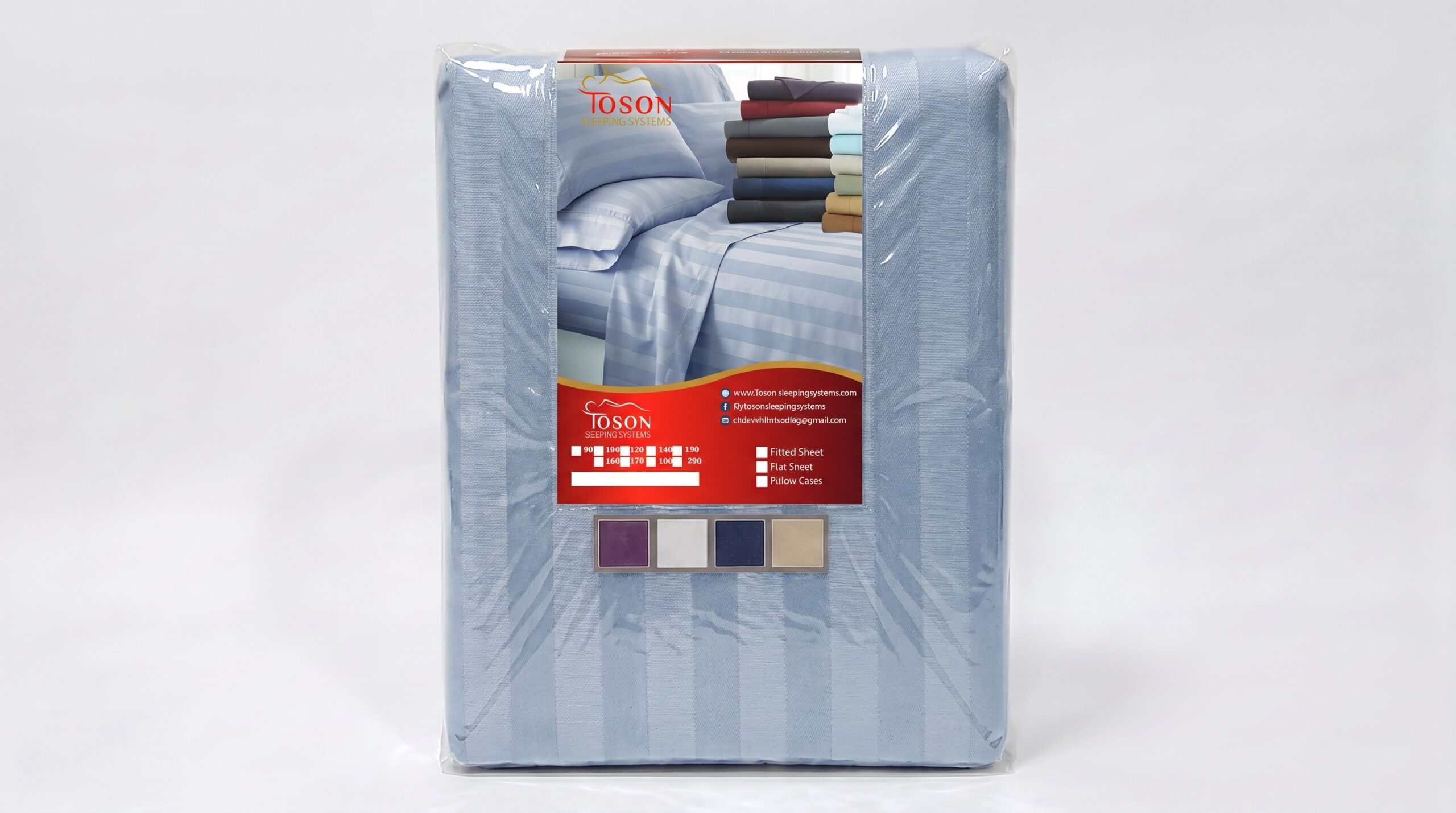 Toson Striped Percale Bed Sheet – Baby Blue – Code SPLC-11