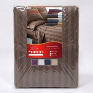 Toson Striped Percale Bed Sheet – Brown – Code SPLC-12