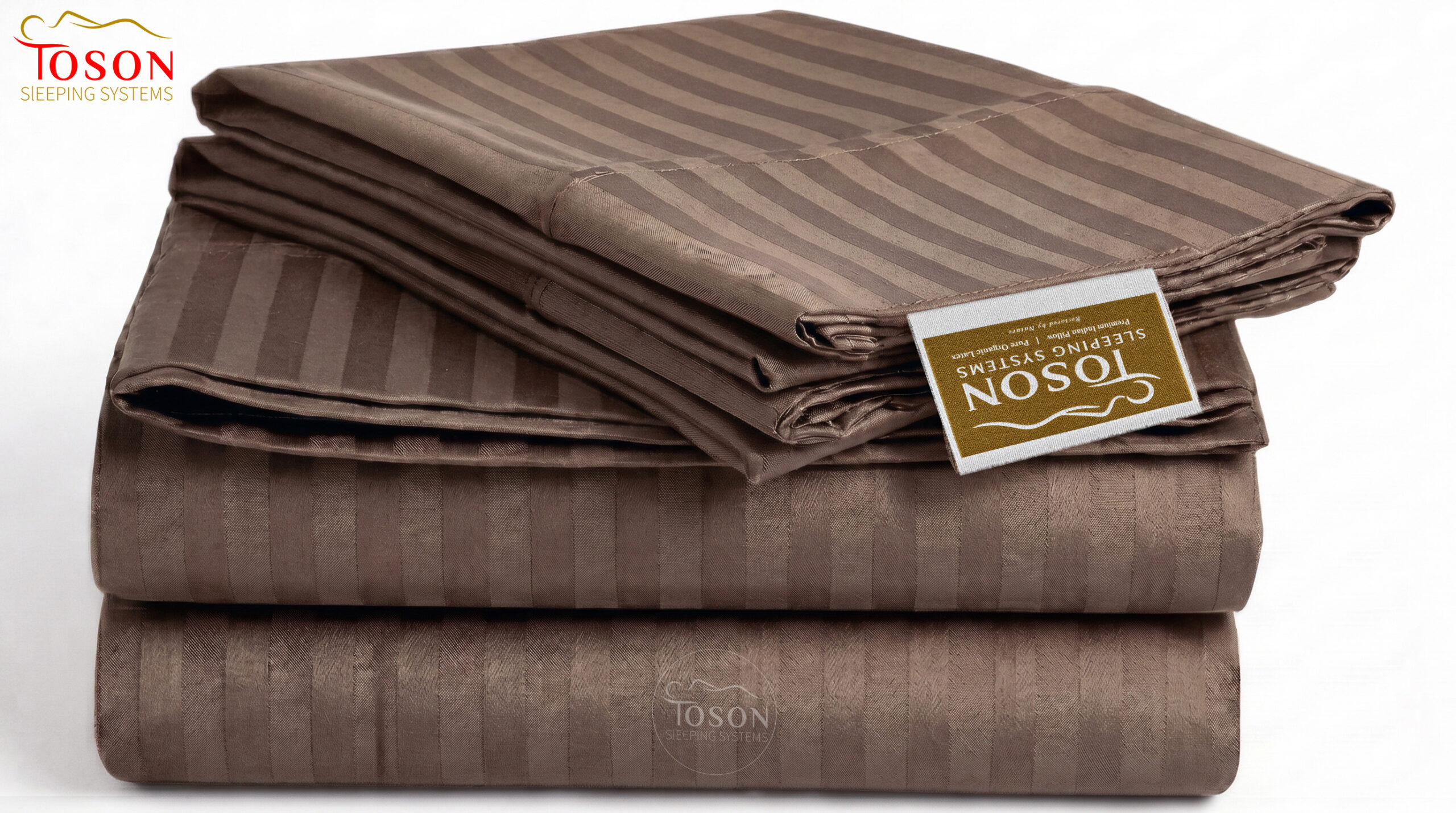 Toson Striped Percale Bed Sheet – Brown – Code SPLC-12 - Image 2