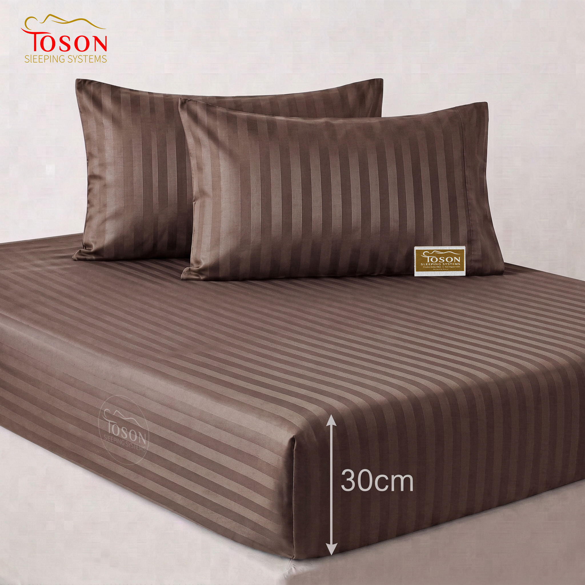 Toson Striped Percale Bed Sheet – Brown – Code SPLC-12 - Image 3