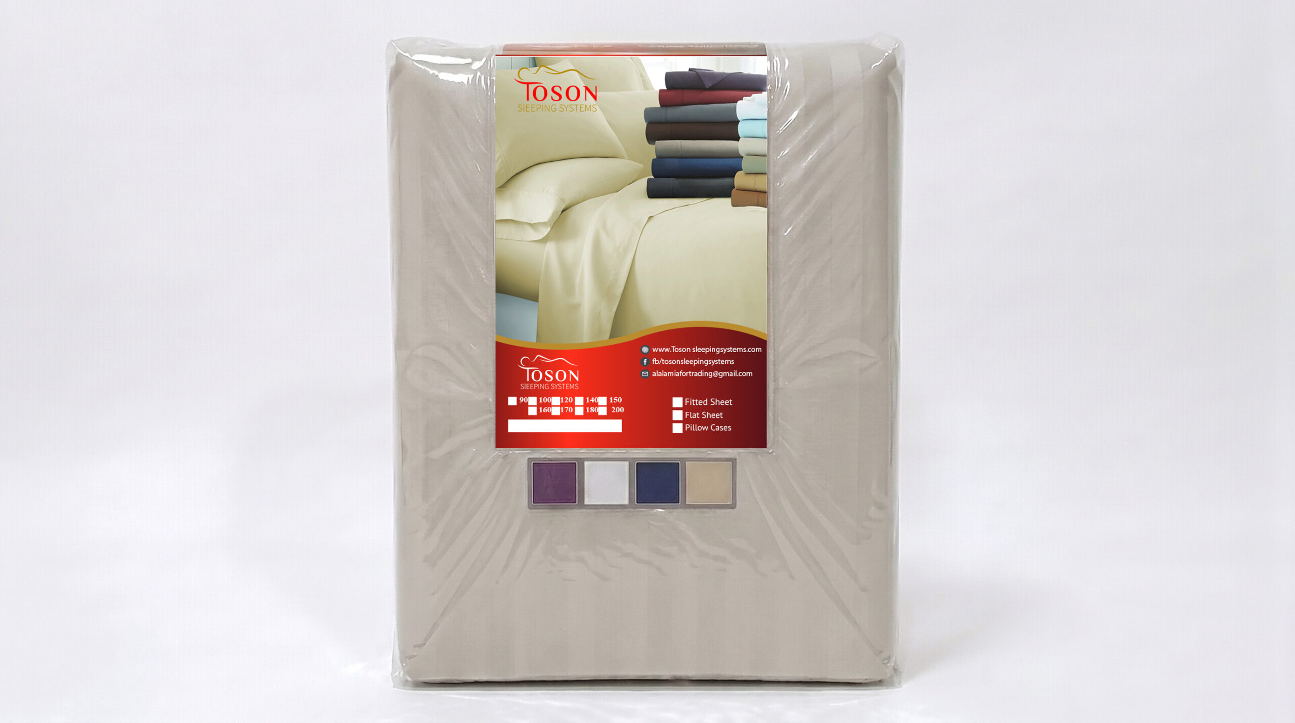 Toson Striped Percale Bed Sheet – Light Greige – Code SPLC-13