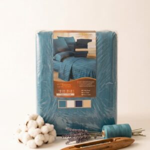 Toson Striped Percale Bed Sheet – Turquoise – Code SPLC-05