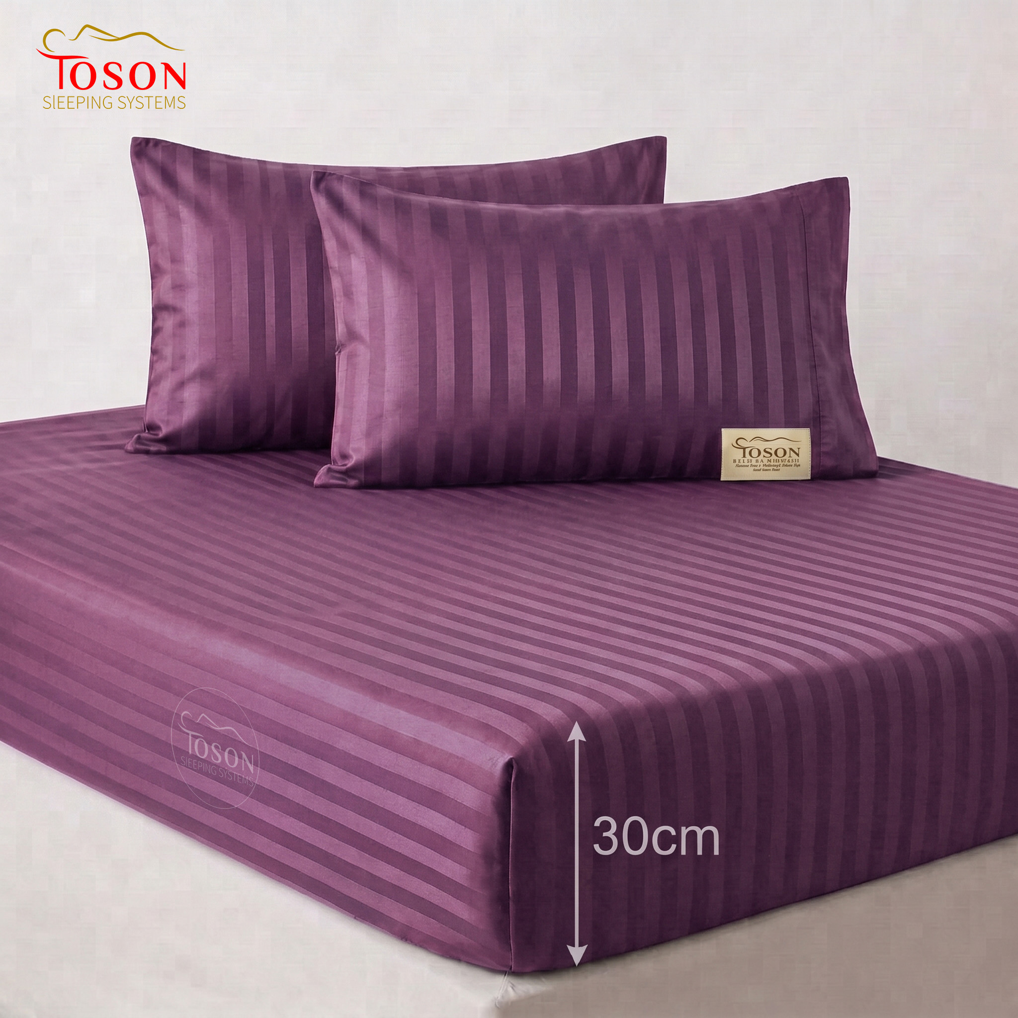 Toson Striped Percale Bed Sheet – Purple – Code SPLC08 - Image 4