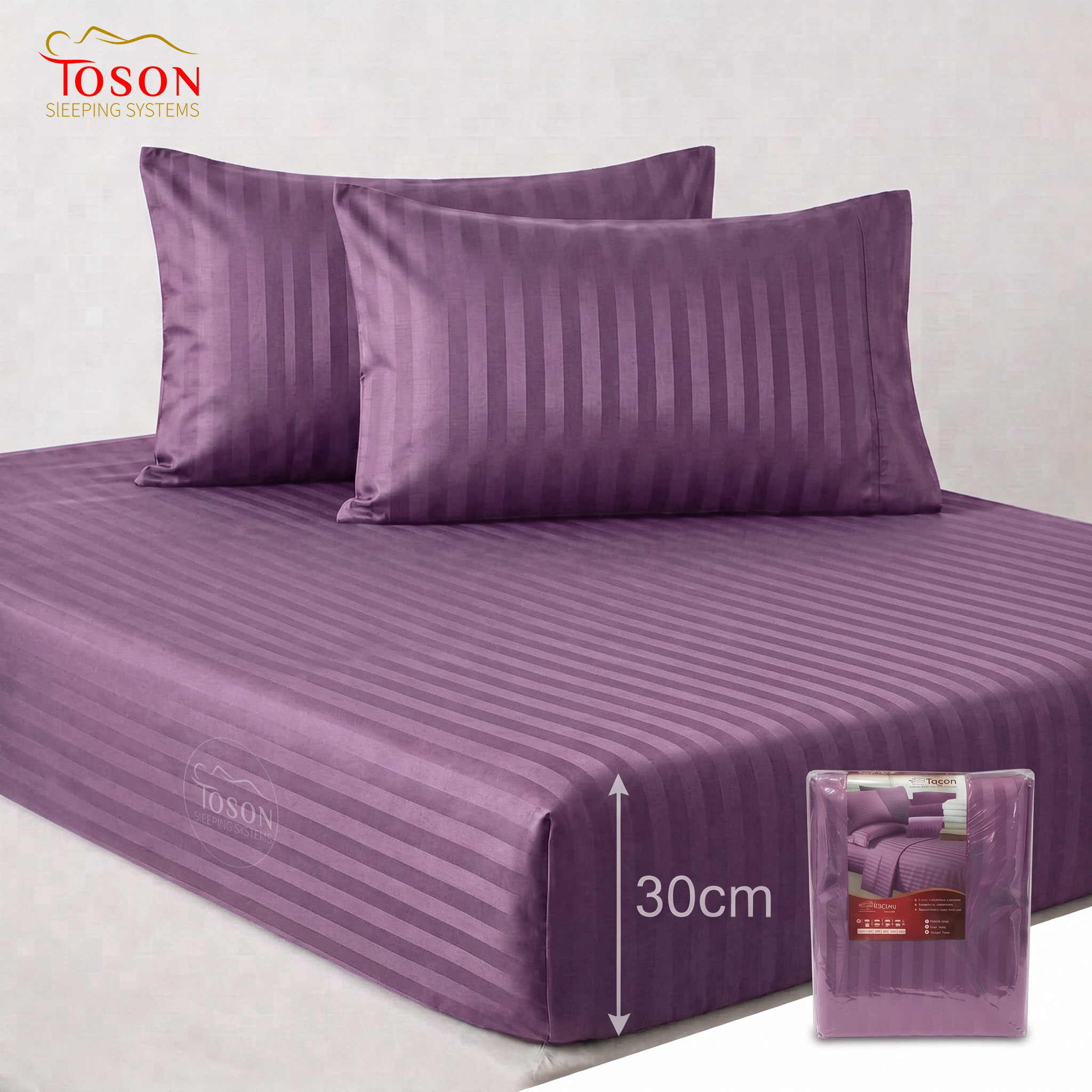 Toson Striped Percale Bed Sheet – Purple – Code SPLC08 - Image 3