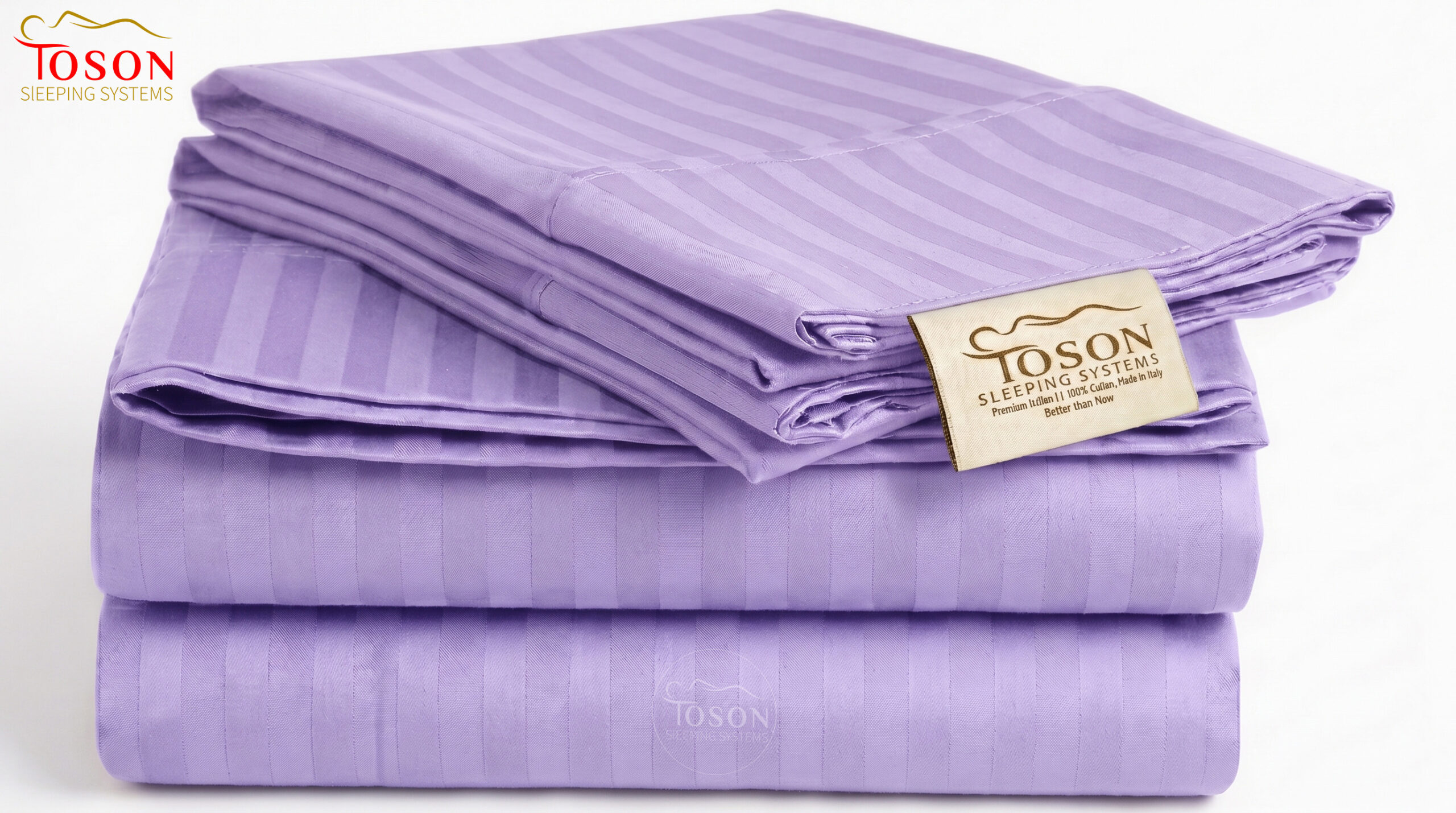 Toson Striped Percale Bed Sheet – Light Lavender– Code SPLC09 - Image 2