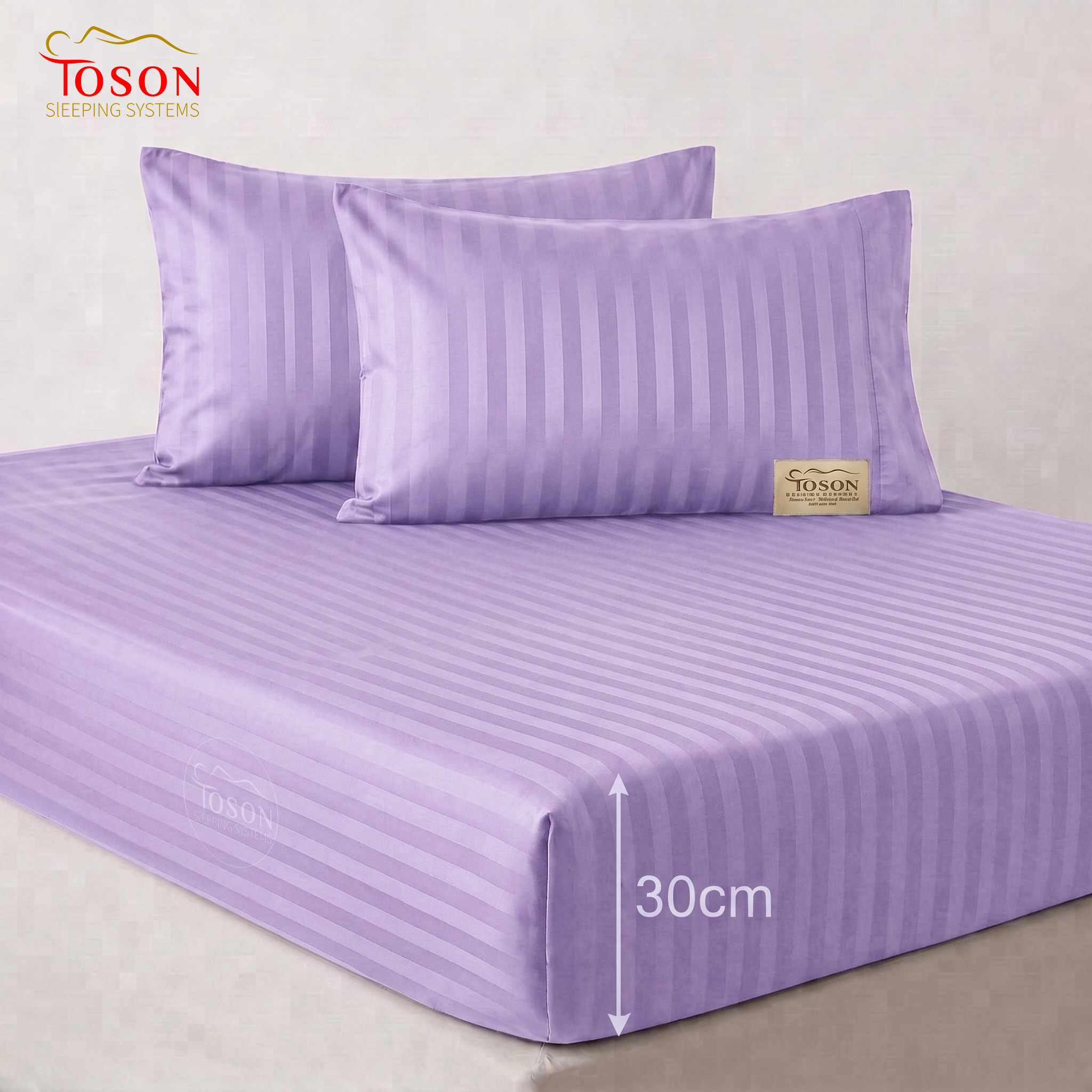 Toson Striped Percale Bed Sheet – Light Lavender– Code SPLC09 - Image 3