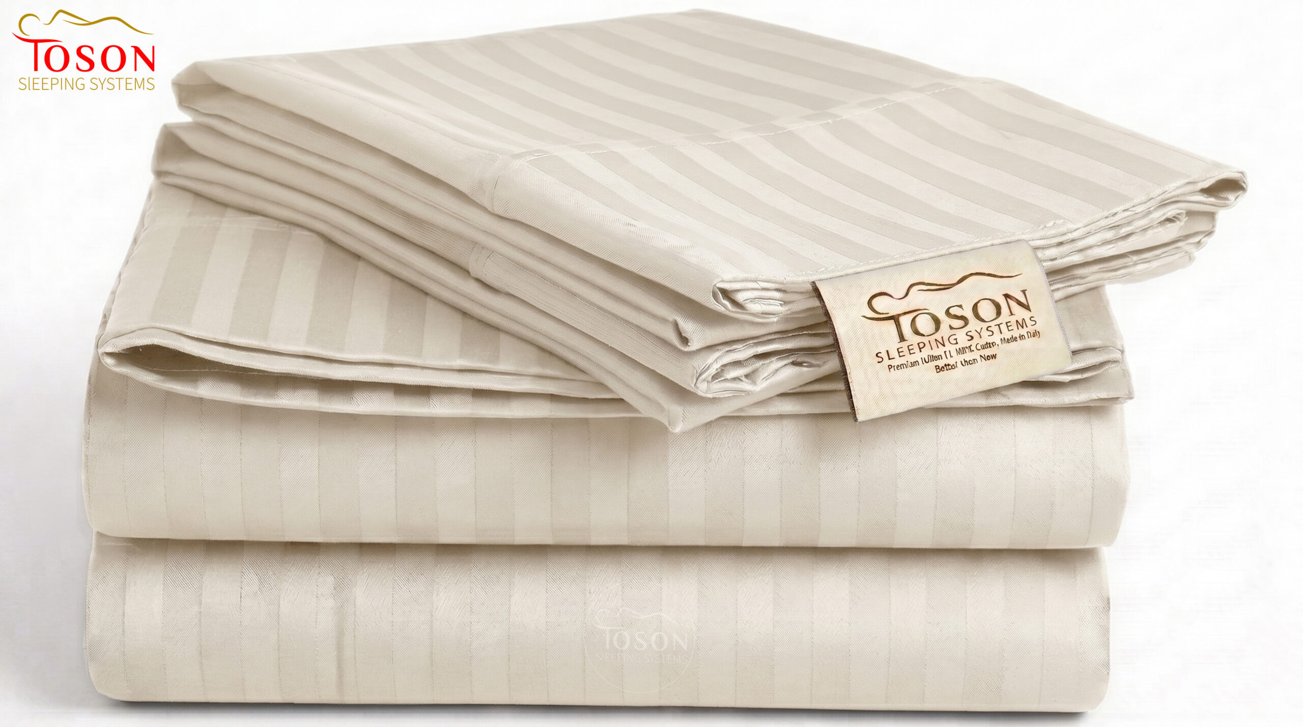 Toson Striped Percale Bed Sheet – Off-White – Code SPLC-10 - Image 2