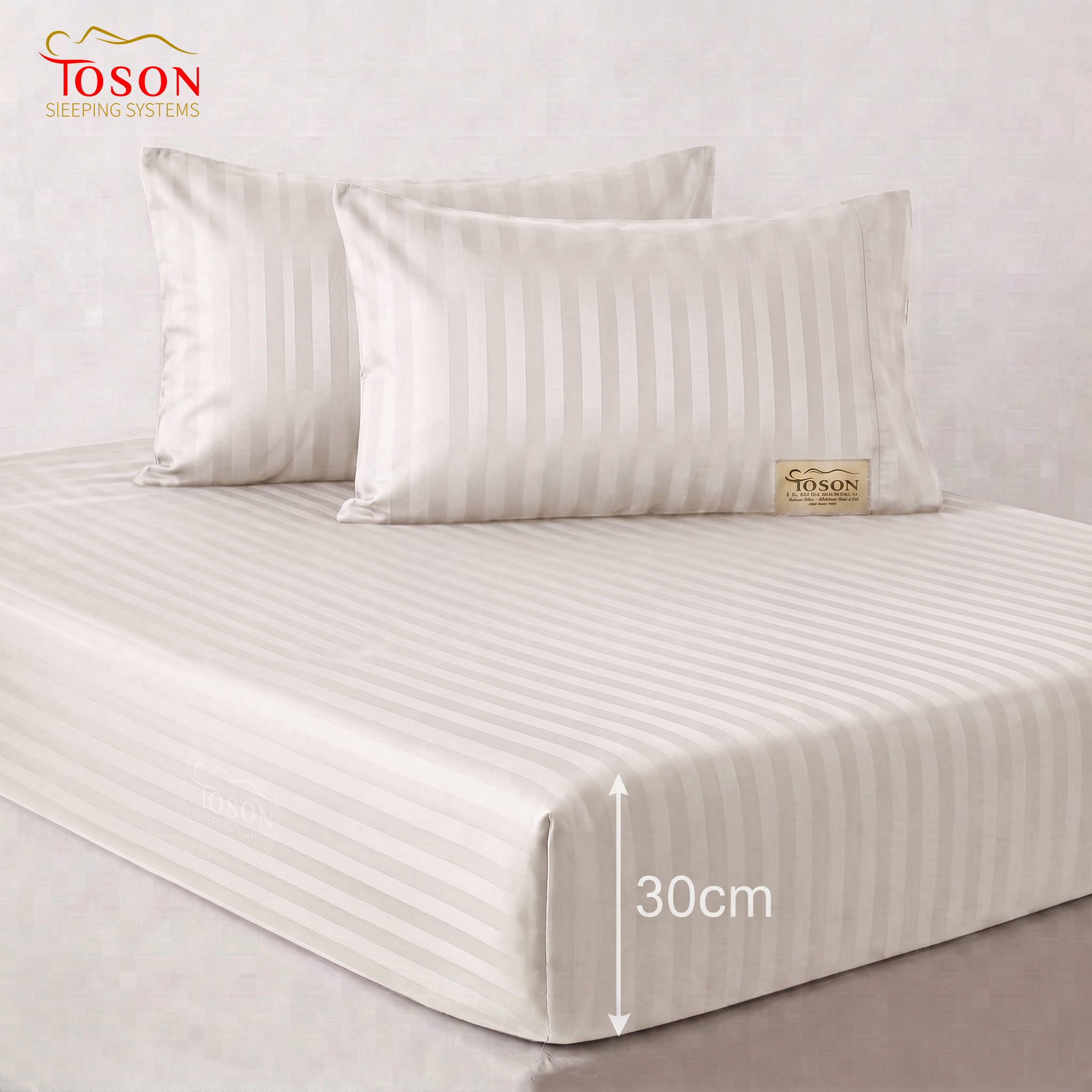 Toson Striped Percale Bed Sheet – Off-White – Code SPLC-10 - Image 3