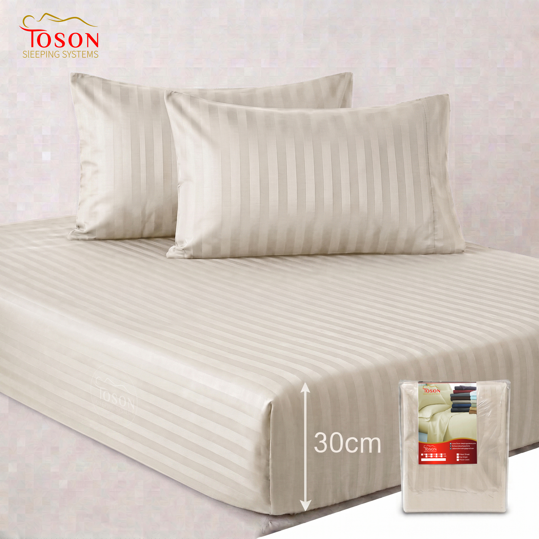 Toson Striped Percale Bed Sheet – Off-White – Code SPLC-10 - Image 4