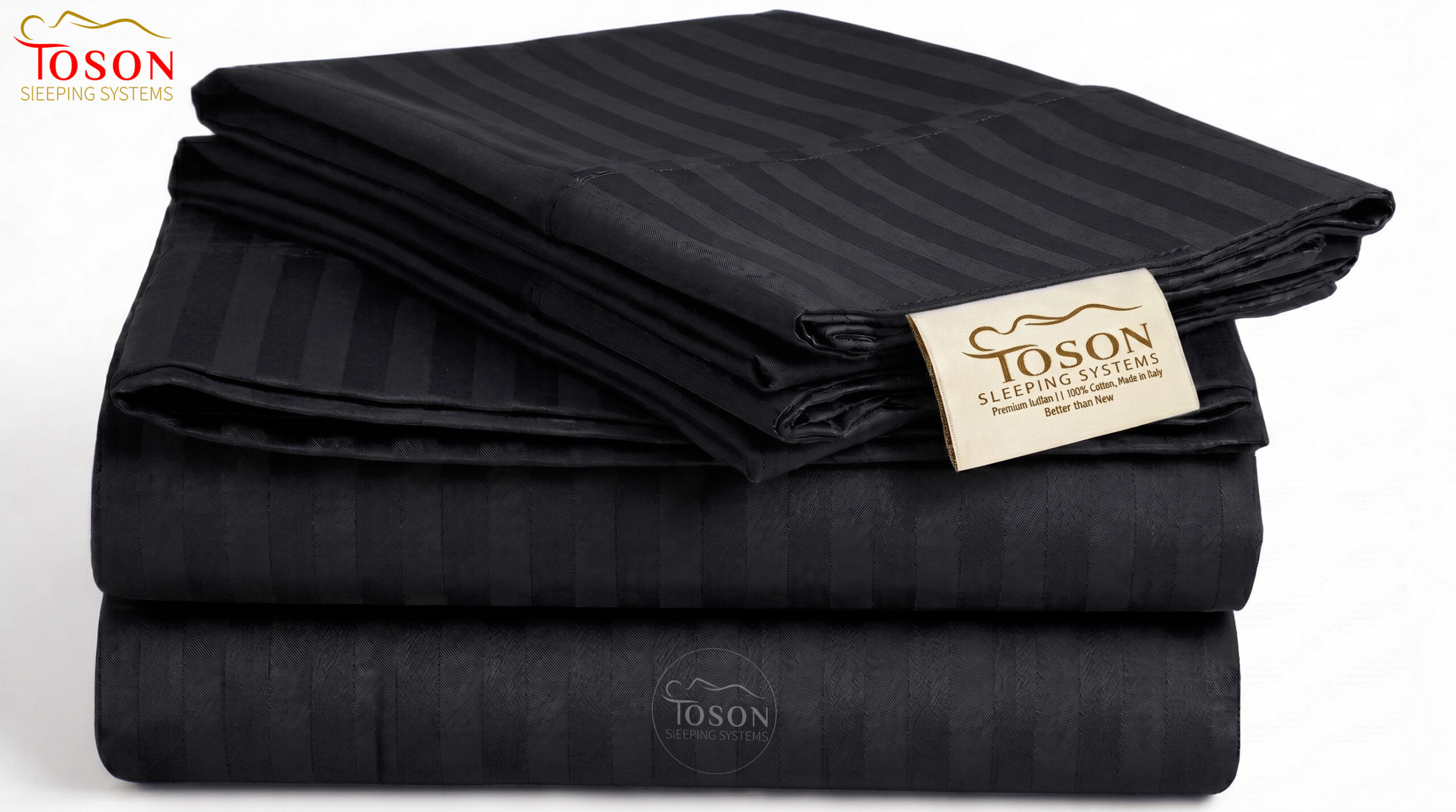 Toson Striped Percale Bed Sheet – Black – Code SPLC-6 - Image 3