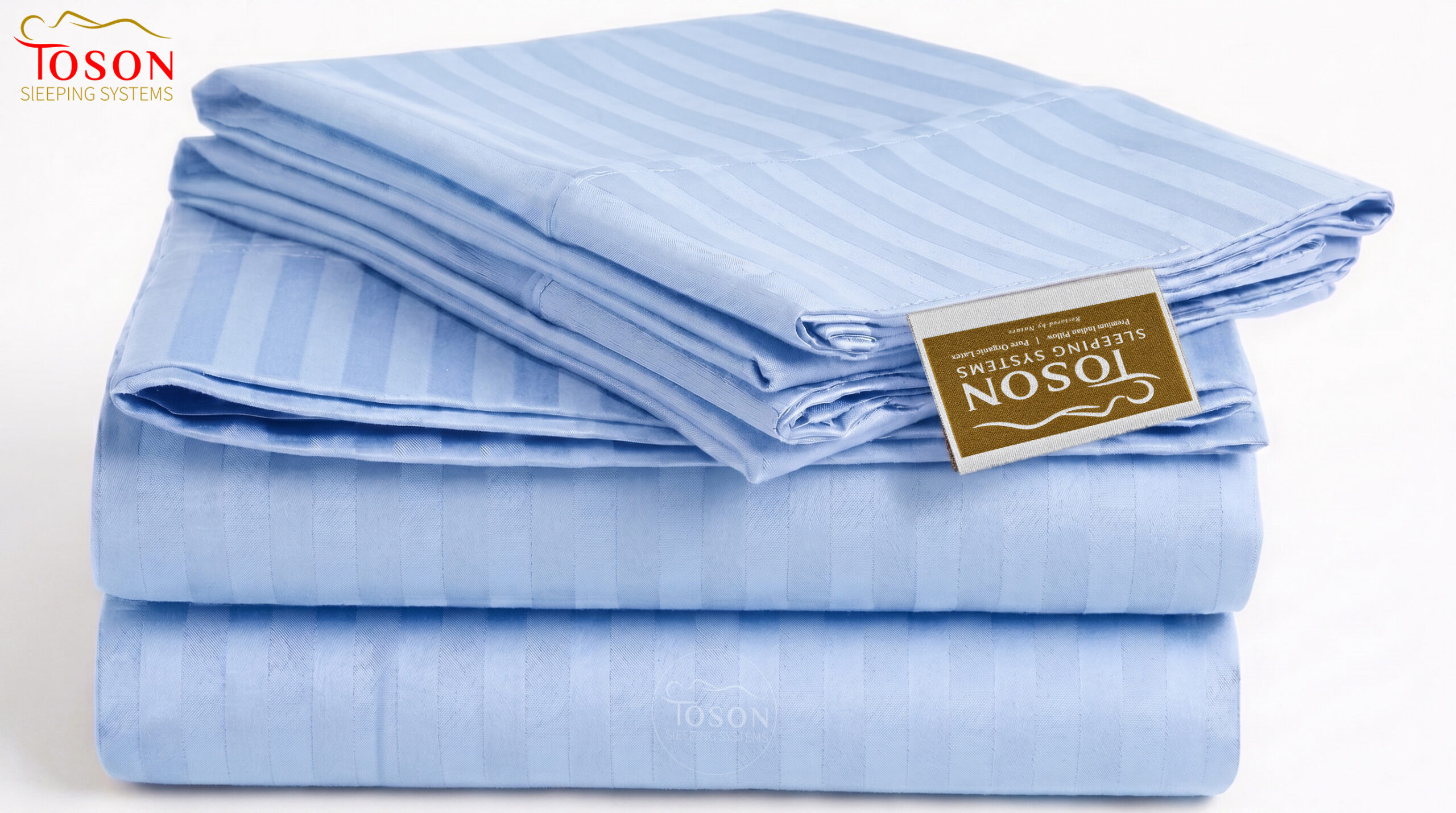 Toson Striped Percale Bed Sheet – Baby Blue – Code SPLC-11 - Image 4