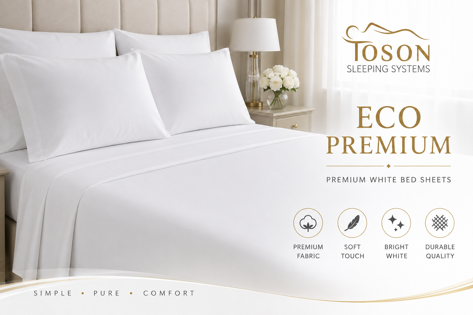 Toson Eco Premium White Bed Sheets - Image 4
