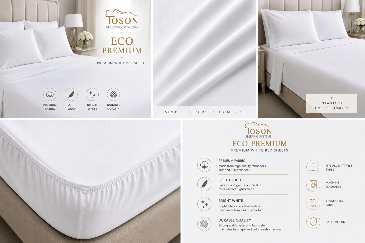Toson Eco Premium White Bed Sheets - Image 6