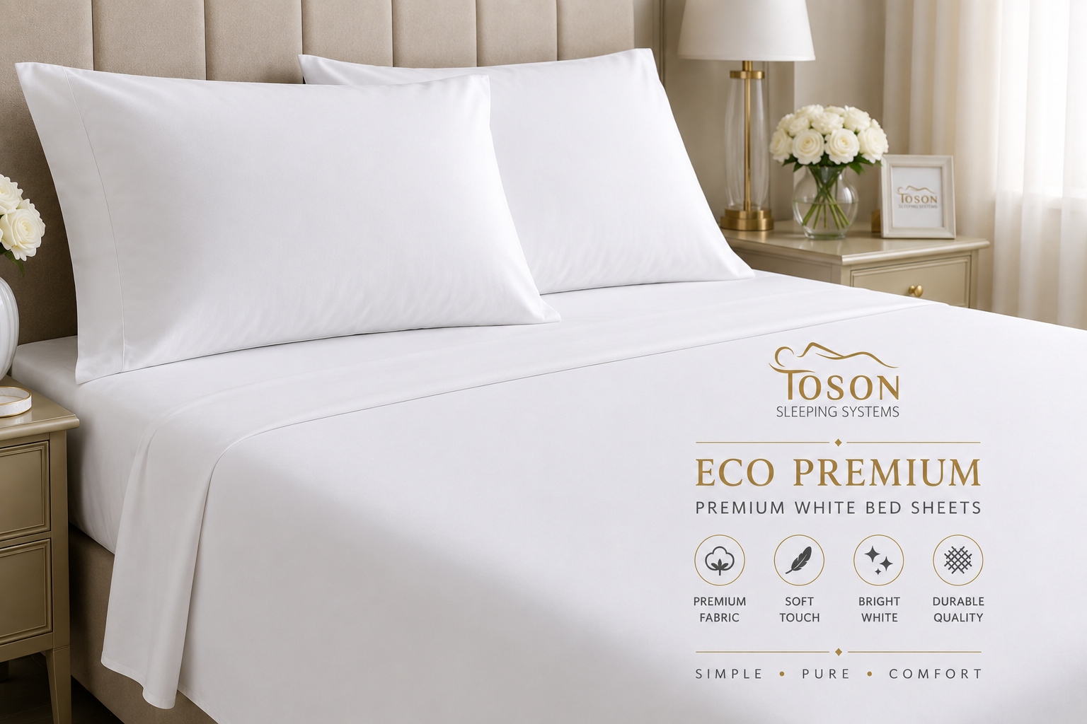 Toson Eco Premium White Bed Sheets - Image 8