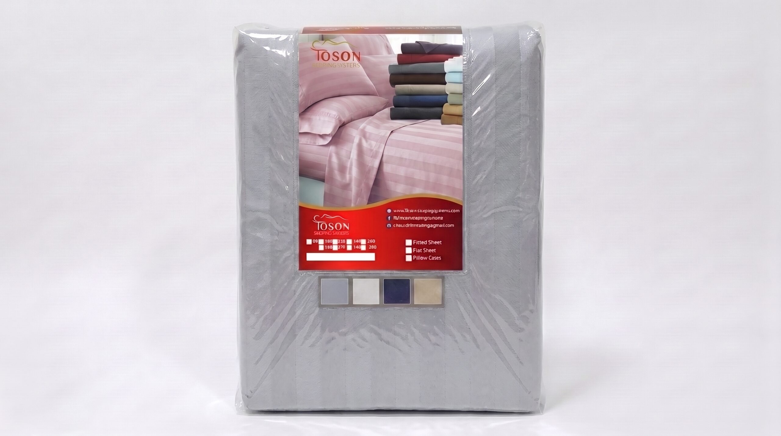 Toson Striped Percale Bed Sheet - Light Gray - Code SPLC-15