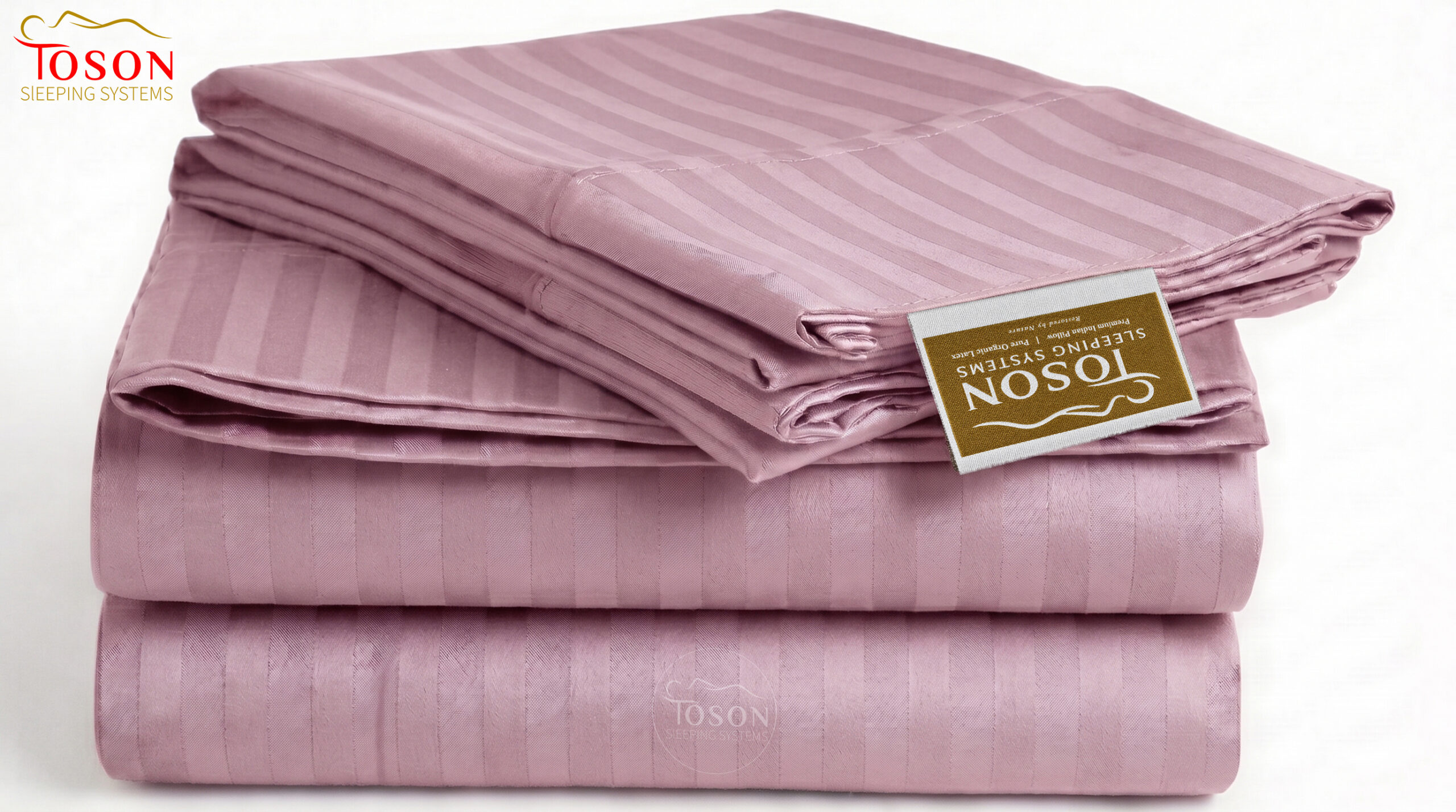 Toson Striped Percale Bed Sheet - Light Pink - Code SPLC-14 - Image 4