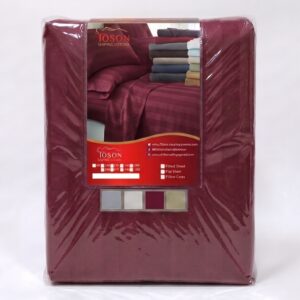 Toson Striped Percale Fitted Sheet – Burgundy – SPLC-18