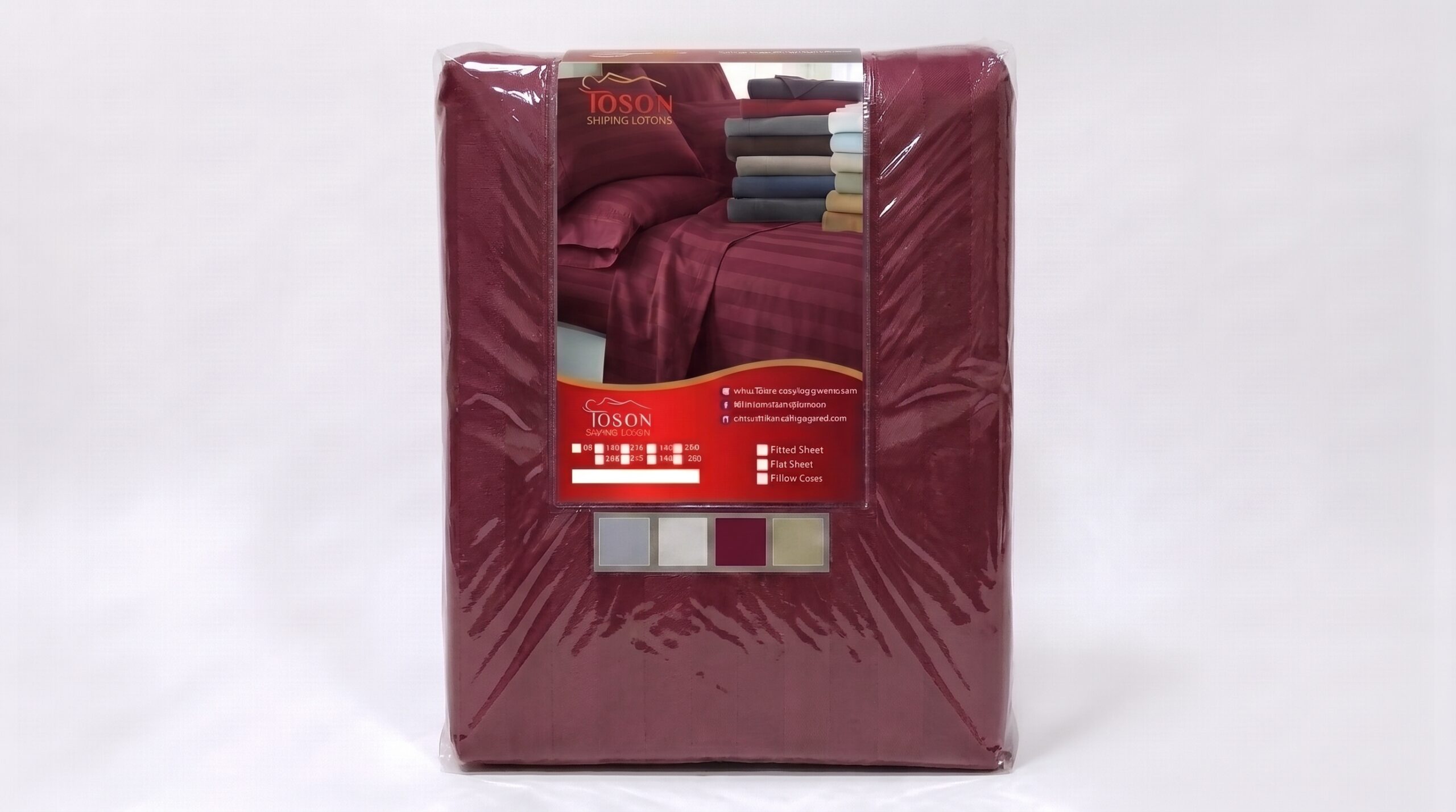 Toson Striped Percale Fitted Sheet – Burgundy – SPLC-18