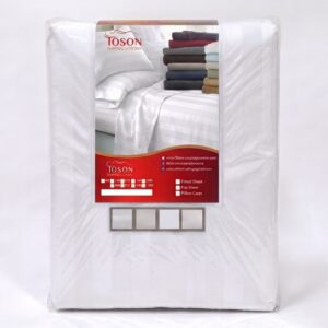 Toson Striped Percale Fitted Sheet – White – SPLC-19