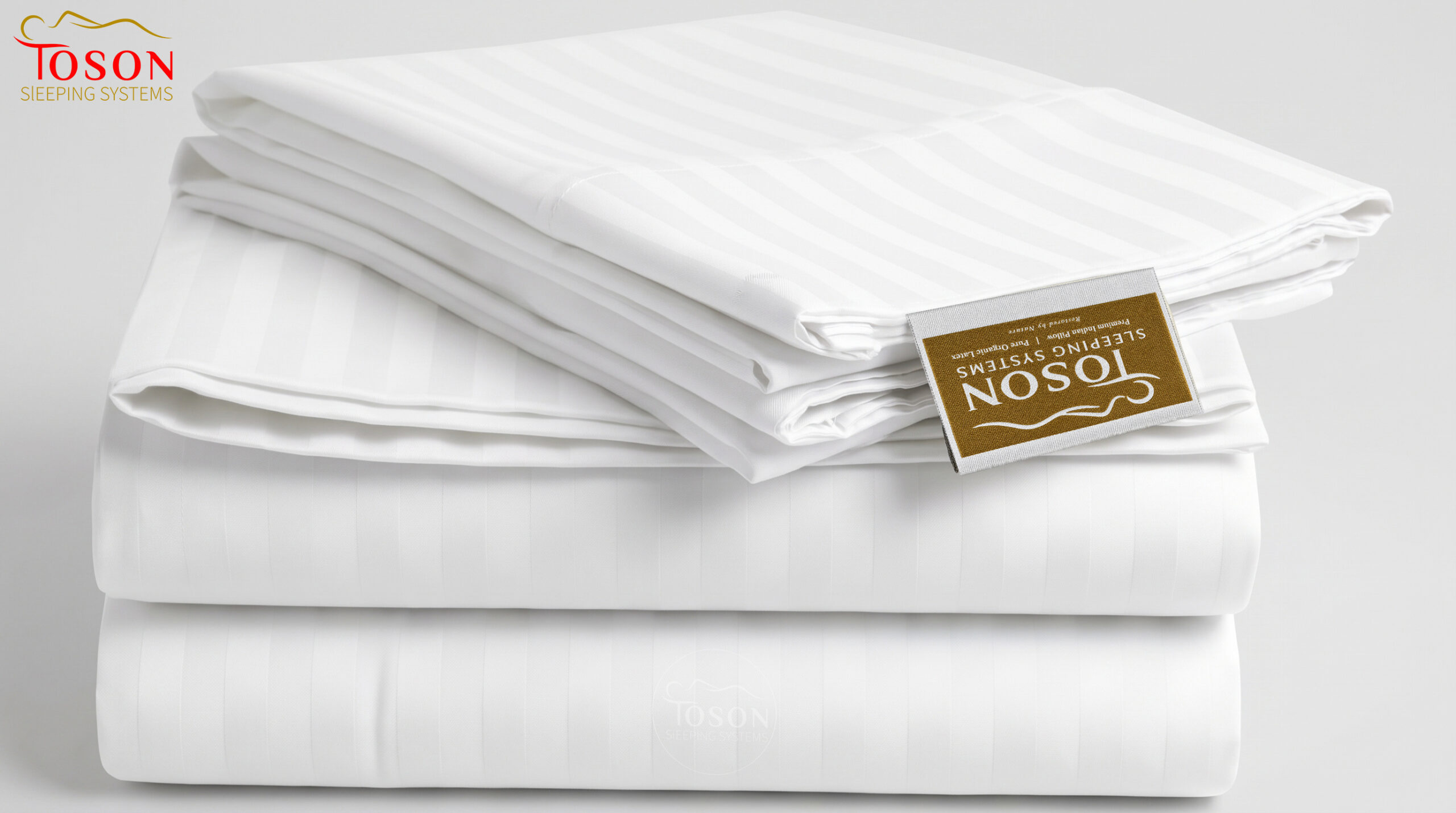 Toson Striped Percale Fitted Sheet – White – SPLC-19 - Image 3
