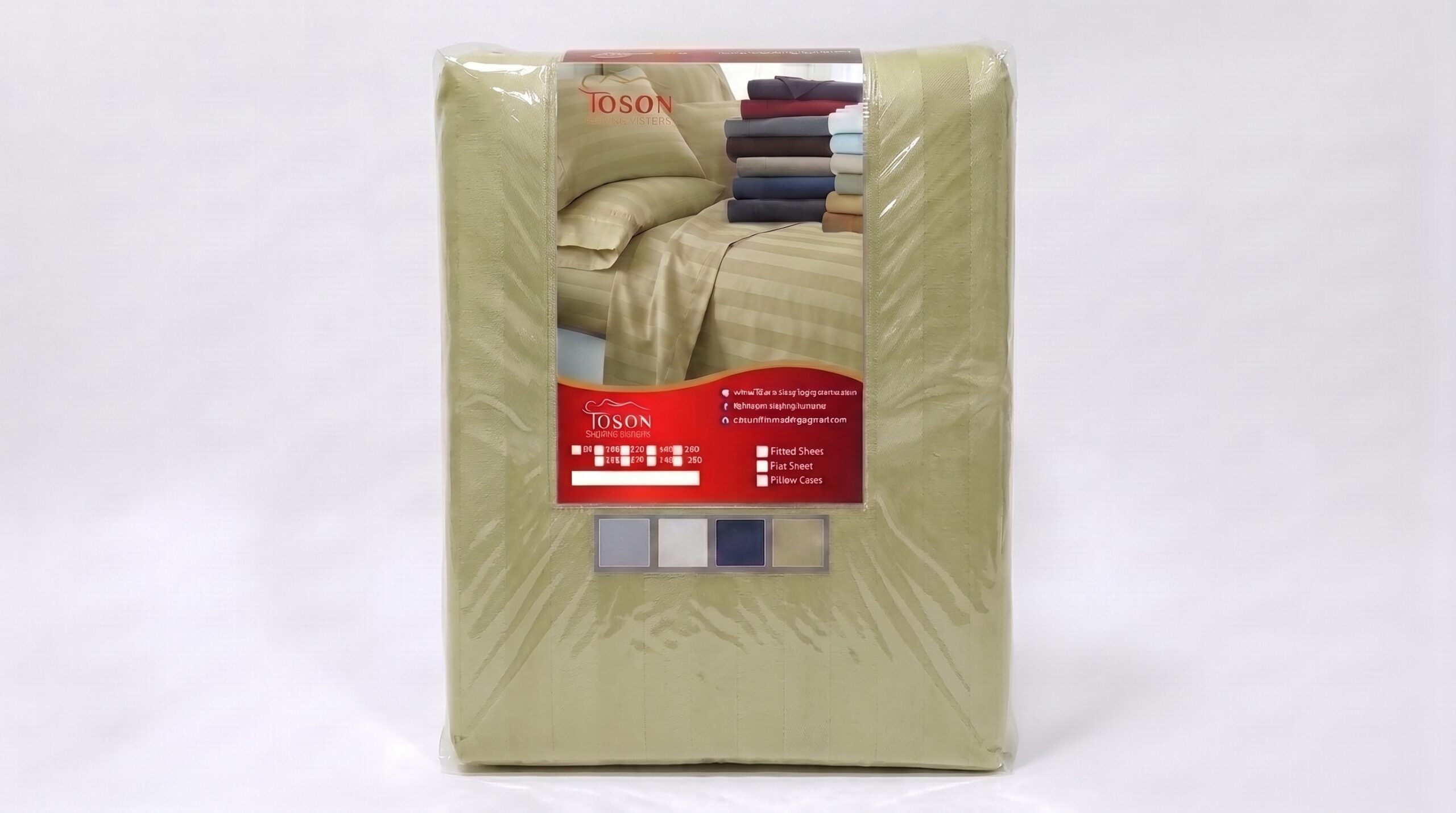 Toson Striped Percale Fitted Sheet – Light Olive – SPLC-17